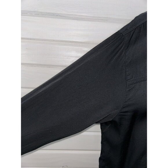 VTG Chicos Design Sz 3 (XL) Shiny Black Snap Front Shirt Jacket Stretch EUC - Picture 4 of 9